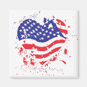 USA-Herz-Paint-Spritzer Magnet