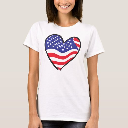 USA Herz-US Flagge T-Shirt (Vorderseite)