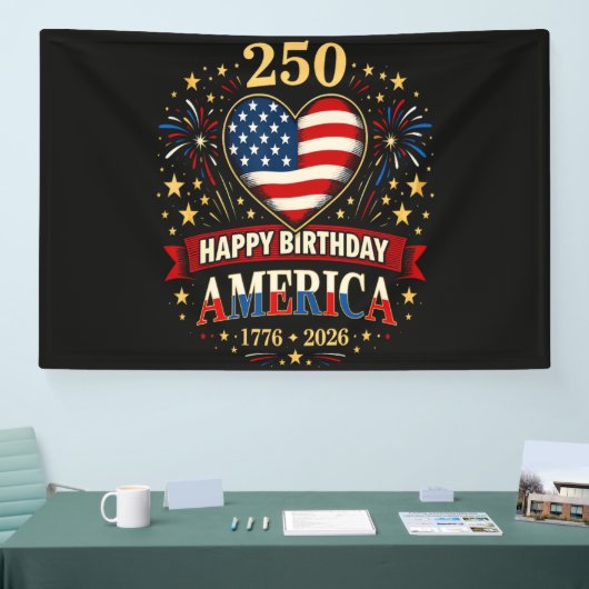 USA-Herzen 1776 2026 4. Juli Banner (Messe)