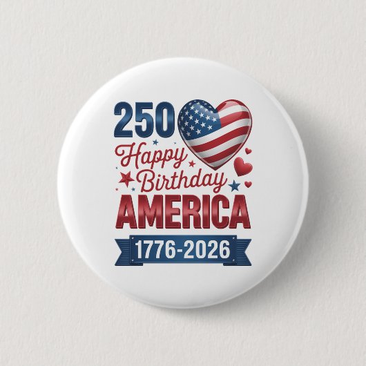 USA Herzen 1776 2026 4. Juli Button (Vorderseite)