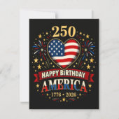 Usa Herzen 1776 2026 4. Juli Einladung (Vorderseite)