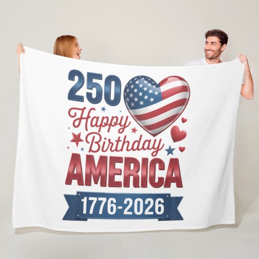 USA Herzen 1776 2026 4. Juli Fleecedecke (Beispiel)
