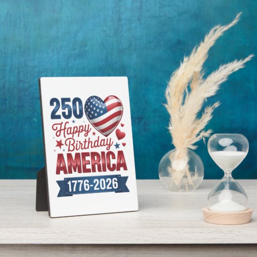 USA Herzen 1776 2026 4. Juli Fotoplatte (Seite)