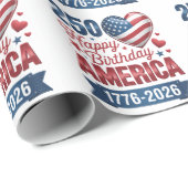 USA Herzen 1776 2026 4. Juli Geschenkpapier (Rolleneckpunkt)