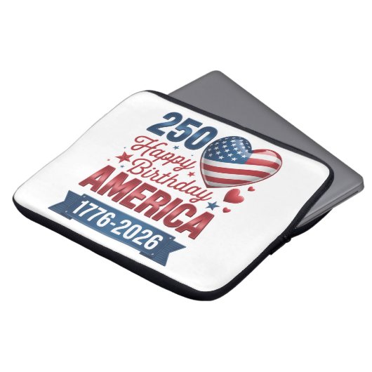 USA Herzen 1776 2026 4. Juli Laptopschutzhülle (Vorne Oben)