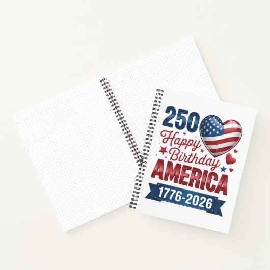 USA Herzen 1776 2026 4. Juli Notizblock (Innenseite)