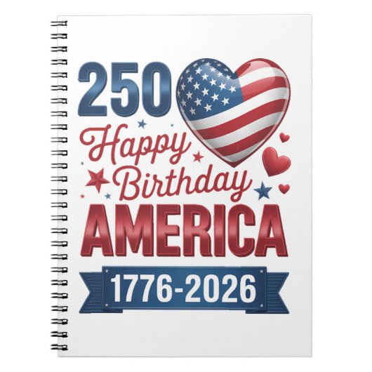 USA Herzen 1776 2026 4. Juli Notizblock (Vorderseite)