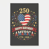 USA-Herzen 1776 2026 4. Juli Post-it Klebezettel (Vorderseite)