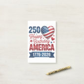 USA Herzen 1776 2026 4. Juli Post-it Klebezettel (Auf Schreibtisch)