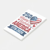 USA Herzen 1776 2026 4. Juli Post-it Klebezettel (angewinkelt)