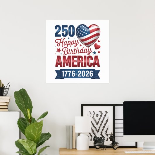 USA Herzen 1776 2026 4. Juli Poster (Heimbüro)