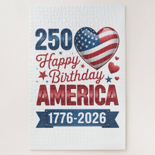USA Herzen 1776 2026 4. Juli Puzzle (Vertikal)