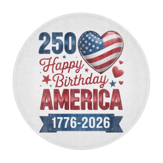 USA Herzen 1776 2026 4. Juli Schneidebrett (Vorderseite)