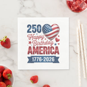 USA Herzen 1776 2026 4. Juli Serviette