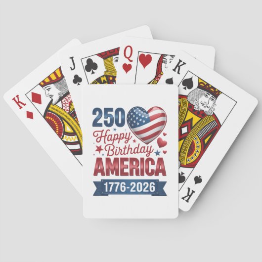 USA Herzen 1776 2026 4. Juli Spielkarten (Rückseite)