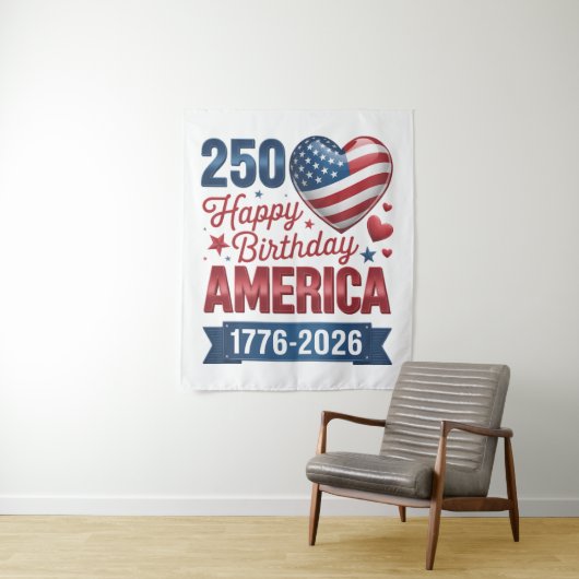 USA Herzen 1776 2026 4. Juli Wandteppich (Beispiel)