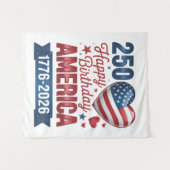 USA Herzen 1776 2026 4. Juli Wandteppich (Vorderseite (Horizontal))