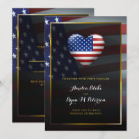 USA Herzenflagge | Goldrahmen | Hochzeit