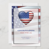 USA Herzenflagge | Goldrahmen | Unionsbürgerschaft Einladung (Vorderseite)