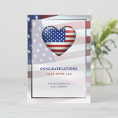 USA Herzenflagge | Goldrahmen | Unionsbürgerschaft Einladung (Stehend Vorderseite)