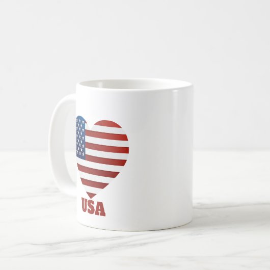 USA Herzenflagge Kaffeetasse (Vorderseite Links)