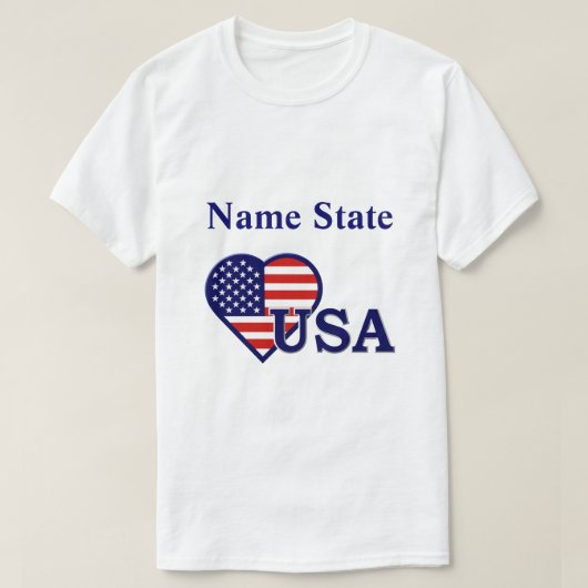 USA Herzenflagge Männer Name Staat T - Shirt (Design vorne)