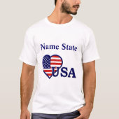 USA Herzenflagge Männer Name Staat T - Shirt (Vorderseite)