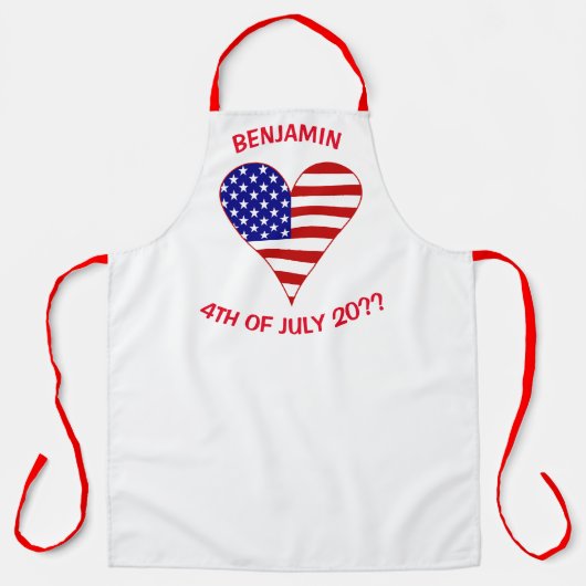 USA Herzenflagge Rot Personalisiert Schürze (Vorderseite)