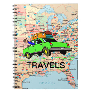 USA Highway Map Reiseplaner Notizblock