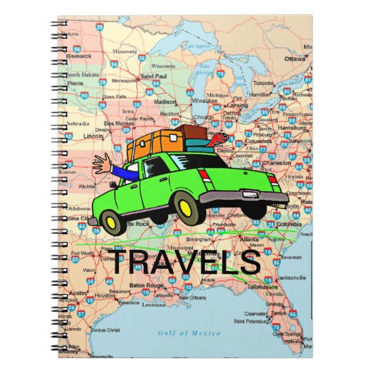 USA Highway Map Reiseplaner Notizblock (Vorderseite)