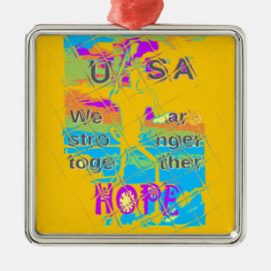 USA Hillary Hope Stronger Together Silbernes Ornament