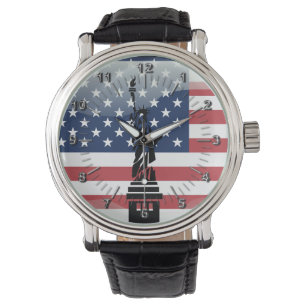 USA Hochglanzflagge Armbanduhr
