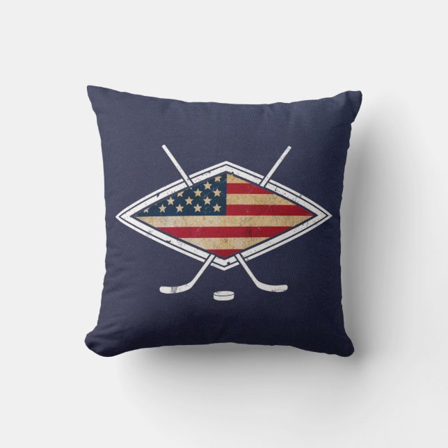 USA Hockey Logo Pilze mit Name und Nummer Kissen (Vorderseite)