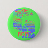 USA Hoffnung: Neon Lemon & Orange Art Button (Vorderseite)
