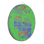 USA Hoffnung: Neon Lemon & Orange Art Dartscheibe (Vorderseite Links)