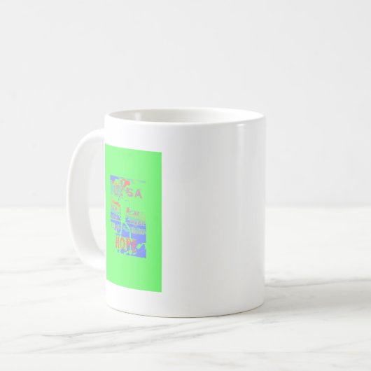 USA Hoffnung: Neon Lemon & Orange Art Kaffeetasse (Vorderseite Links)