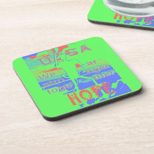 USA Hoffnung: Neon Lemon & Orange Art Untersetzer (Linke Seite)