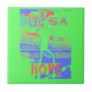 USA Hoffnung: Neon-Limonen- und Orange-Kunst Fliese