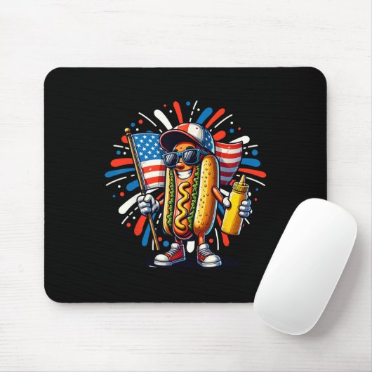 Usa Hot Dog American Flag Usa 4th Of July Fourth P Mousepad (Mit Mouse)