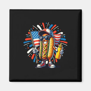 Usa Hot Dog Amerikanische Flagge Usa 4. Juli Viert Magnet