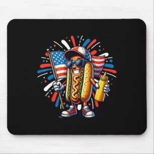 Usa Hot Dog Amerikanische Flagge Usa 4. Juli Viert Mousepad