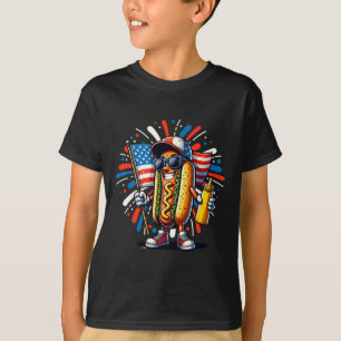 Usa Hot Dog Amerikanische Flagge Usa 4. Juli Viert T-Shirt
