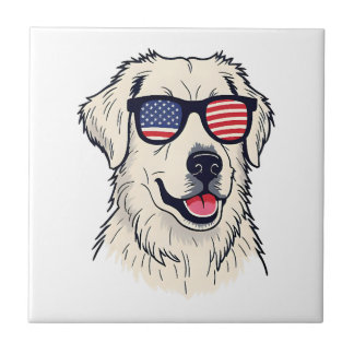 USA Hunde Liebhaber - Cooler Hund mit American Fla Fliese