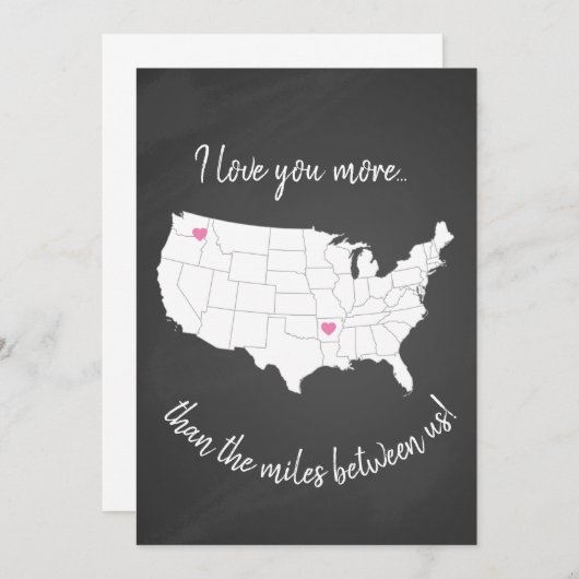 USA I Liebe Sie mehr als die Meilen zwischen uns Einladung (Vorne/Hinten)