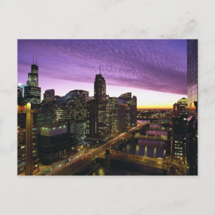 USA, IL, Chicago. Chicago Skyline und Fluss Postkarte