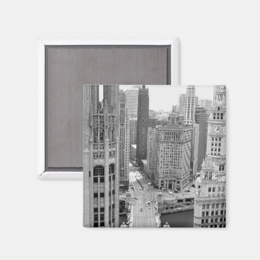 USA, IL, Chicago, Loop from Hotel Magnet (Vorderseite/Rückseite)