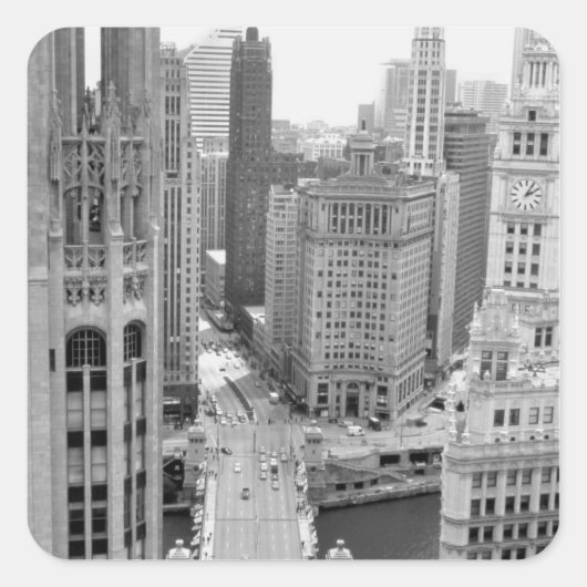 USA, IL, Chicago, Loop from Hotel Quadratischer Aufkleber (Vorderseite)