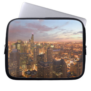 USA, Illinois, Chicago: Abend-Sicht auf den Loop Laptopschutzhülle