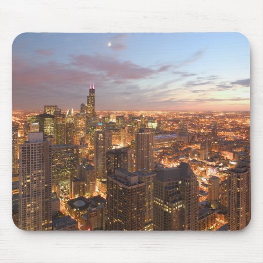 USA, Illinois, Chicago: Abend-Sicht auf den Loop Mousepad (Vorne)