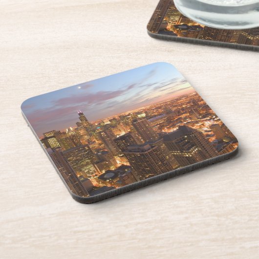 USA, Illinois, Chicago: Abend-Sicht auf den Loop Untersetzer (Linke Seite)